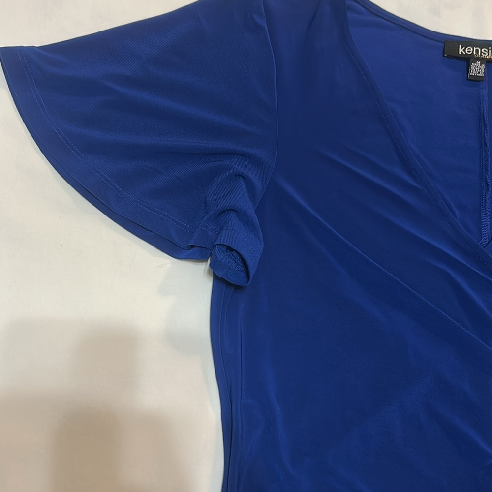 Kensie Women's Blue Faux Wrap Midi Dress size M NWT - Picture 9 of 15